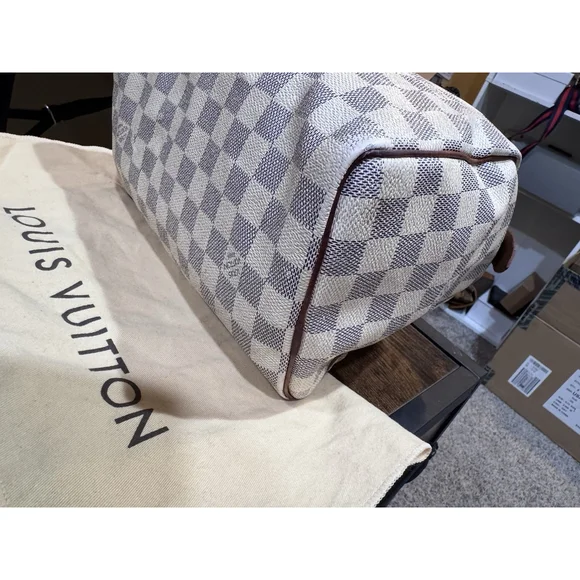 Louis Vuitton Speedy 25 Damier Azur Satchel, Lock, Dust Bag - Picture 8 of 16